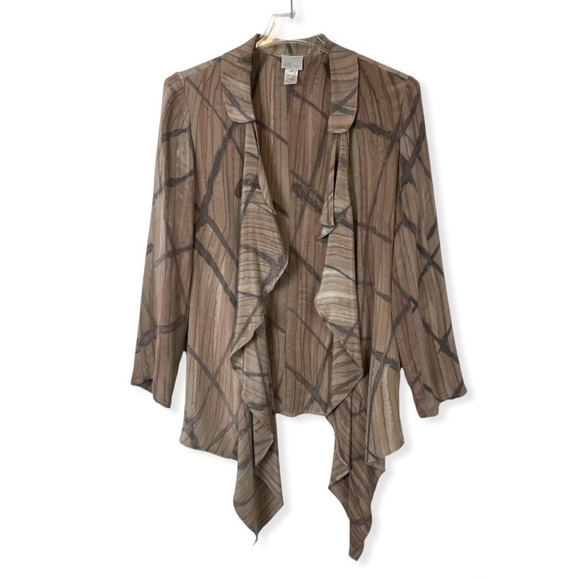 Kay Chapman Beige Oversized 100% Silk Art To Wear Lagenlook Cardigan Size Medium - Picture 1 of 5